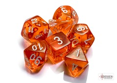 Translucent Orange/white 7ct Polyhedral Dice Set - CHX23073